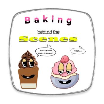 Pâtisserie dans les coulisses Conception de dessin animé - Magnet carré - blanc - Devant
