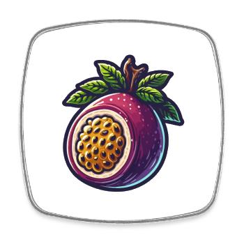 Illustration de Fruit de Passiflore Éclatant - Magnet carré - blanc - Devant