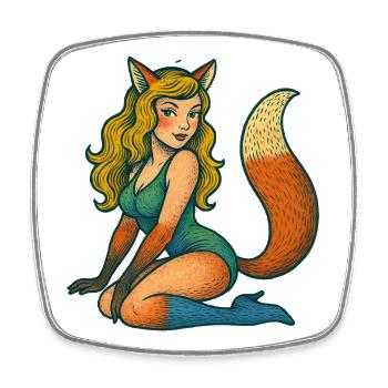 Foxy Enchantress Illustration - Square fridge magnet - white - Front