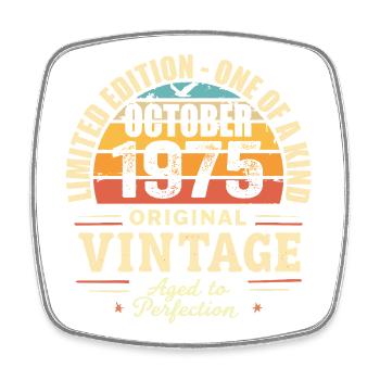 Retro Oktober 1975 - Geburtstag Oktober 1975 - Viereckiger Kühlschrankmagnet - Weiß - Vorne
