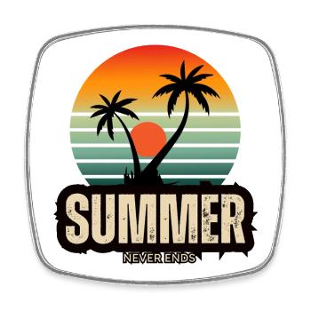 Summer Action Sunset with Palm Trees - Square fridge magnet - white - Front