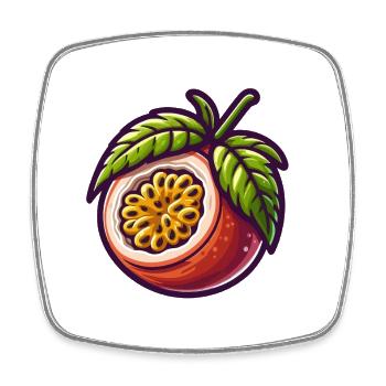 Passion Fruit Illustriert Hell - Viereckiger Kühlschrankmagnet - Weiß - Vorne