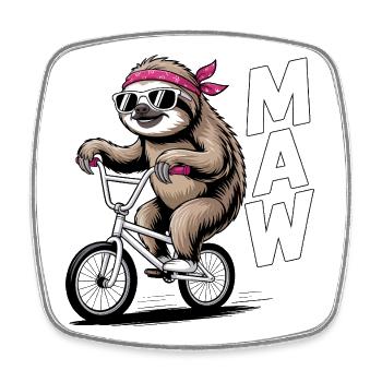 BMX-Faultier-Bandana - Viereckiger Kühlschrankmagnet - Weiß - Vorne