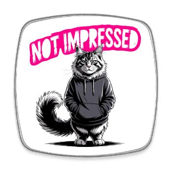 Not Impressed Cat Hoodie - Square fridge magnet - white - Front