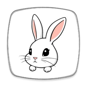 Lapin Mignon - Magnet carré - blanc - Devant