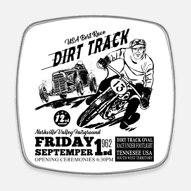 Tennesee Dirt Track Noir - Magnet carré - blanc