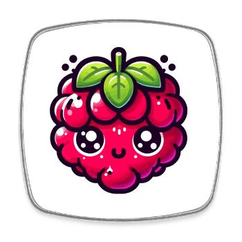 Himbeere Kawaii Illustration - Viereckiger Kühlschrankmagnet - Weiß - Vorne