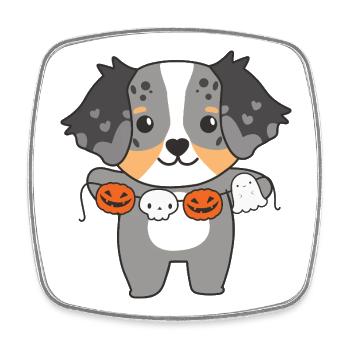 Rottweiler Happy Halloween Cute Vampire Costume - Square fridge magnet - white - Front