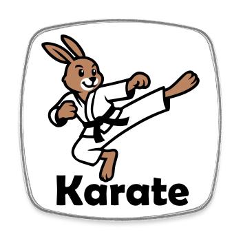 Karate Hase - Viereckiger Kühlschrankmagnet - Weiß - Vorne