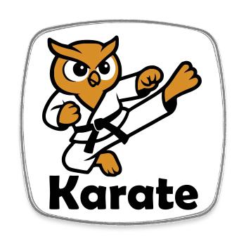 Karate Eule - Viereckiger Kühlschrankmagnet - Weiß - Vorne
