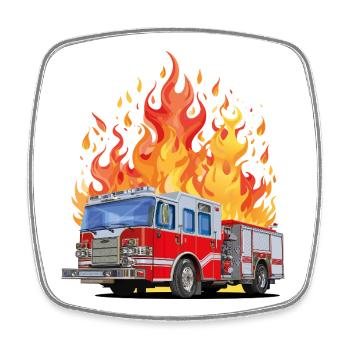 Fire brigade in action - Square fridge magnet - white - Front