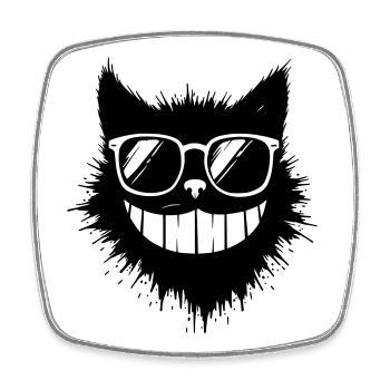 Cartoon cat with sunglasses on a grin - Square fridge magnet - white - Front