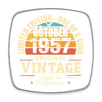 Retro Oktober 1957 - Geburtstag Oktober 1957 - Viereckiger Kühlschrankmagnet - Weiß - Vorne