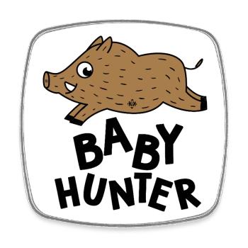 Babyjäger für die Geburts-Schwangerschaftsjagd - Viereckiger Kühlschrankmagnet - Weiß - Vorne
