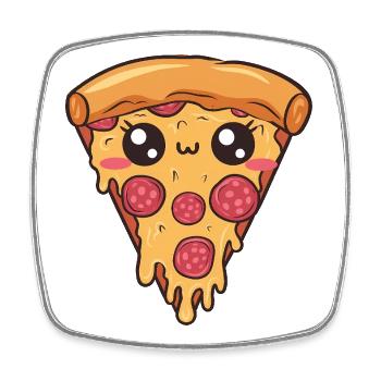 Kawaii Pizza Slice Food Lover - Square fridge magnet - white - Front