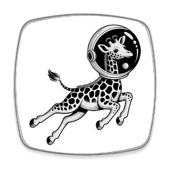 Giraffe in Space - Cool Astonomy Logo - Square fridge magnet - white - Front