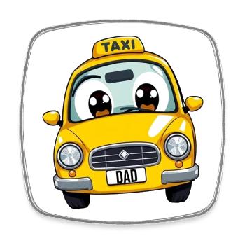 Taxi Dad - Dad Dad Fathers Daddy Driving Service Car - Square fridge magnet - white - Front