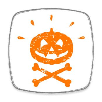 Effrayant Jolly Roger Citrouille Halloween orange - Magnet carré - blanc - Devant
