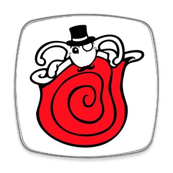 Mr Snail Sir Cylinder Monocle Rich Wealthy - Square fridge magnet - white - Front