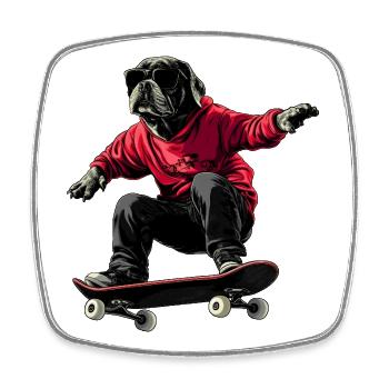 Skateboard pour chien - Magnet carré - blanc - Devant