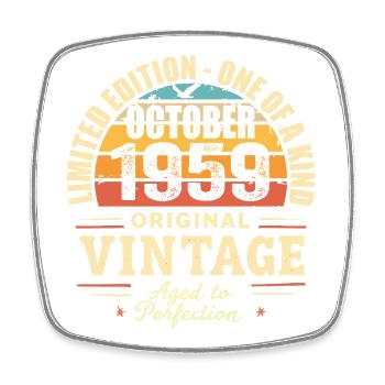 Retro Oktober 1959 - Geburtstag Oktober 1959 - Viereckiger Kühlschrankmagnet - Weiß - Vorne