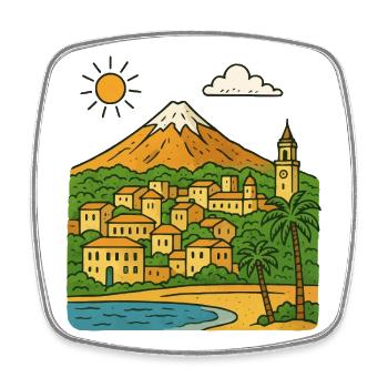 Farbige Stadtlandschaft von Teneriffa - Viereckiger Kühlschrankmagnet - Weiß - Vorne