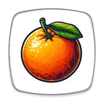 Tangerine with Leaf - Square fridge magnet - white - Front