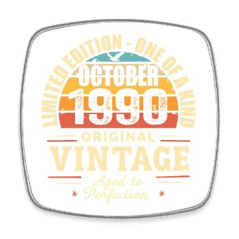 Retro Oktober 1990 - Geburtstag Oktober 1990 - Viereckiger Kühlschrankmagnet - Weiß - Vorne