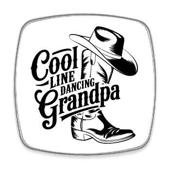 Cool Line Dance Country Dance Grandpa - Square fridge magnet - white - Front