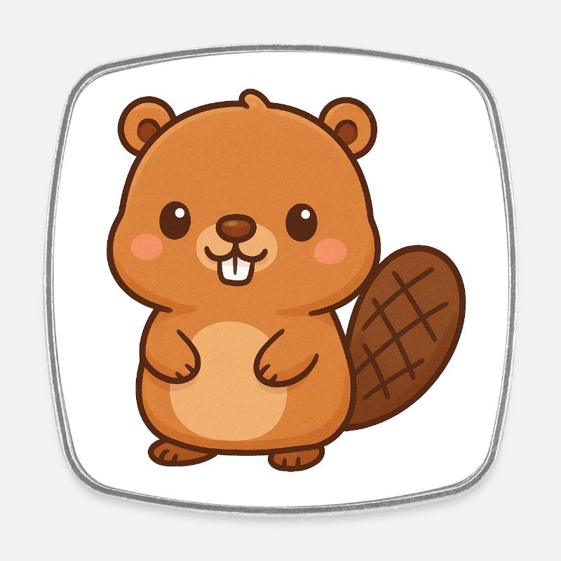 Kawaii Bieber Illustration - Magnet carré - blanc