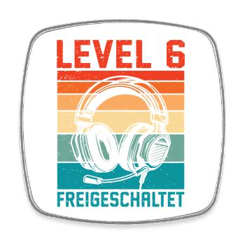6th Birthday Boys Gamer Level 6 Unlocked - Square fridge magnet - white - Front