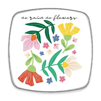 No Rain No Flowers Floral Motif 🌼✨ - Square fridge magnet - white - Front