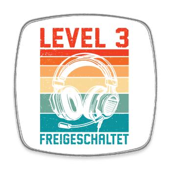 3rd Birthday Boys Gamer Level 3 Unlocked - Square fridge magnet - white - Front