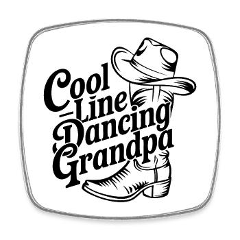 Cool Line Dance Grandpa Country Dance Grandfather - Square fridge magnet - white - Front