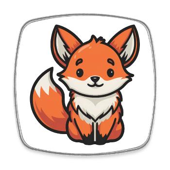 Cute Cartoon Fox Animal Lover - Square fridge magnet - white - Front
