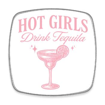 Humorvoller Aperitif Mädchen trinken Tequila - Viereckiger Kühlschrankmagnet - Weiß - Vorne