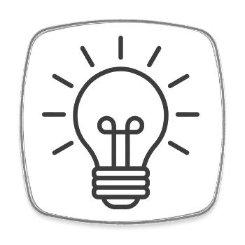 Icône de ligne d’ampoule lumineuse - Magnet carré - blanc - Devant