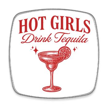 Humorvoller Aperitif Mädchen trinken Tequila - Viereckiger Kühlschrankmagnet - Weiß - Vorne