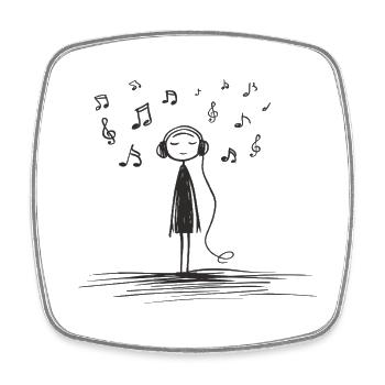 Listening Music - Viereckiger Kühlschrankmagnet - Weiß - Vorne