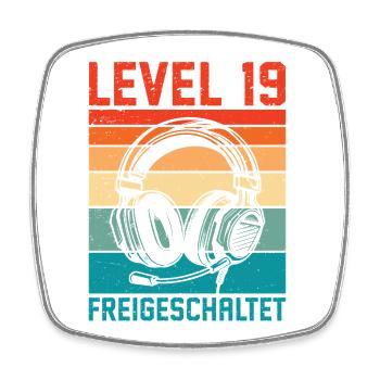 19th Birthday Men Gamer Level 19 Unlocked - Square fridge magnet - white - Front