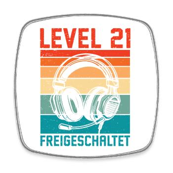 21e anniversaire Homme Gamer Niveau 21 débloqué - Magnet carré - blanc - Devant
