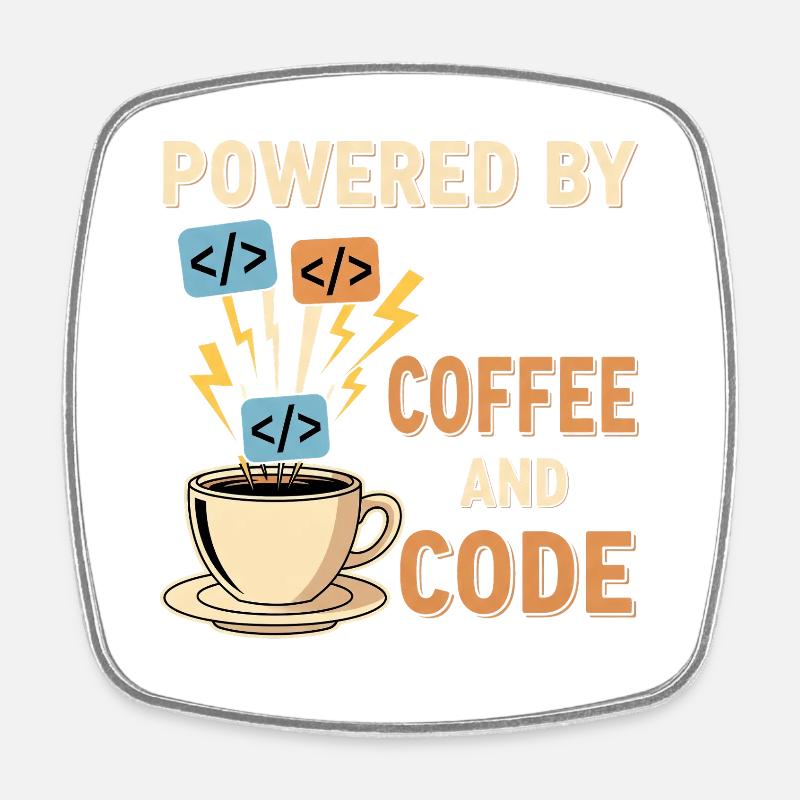 Programmierer Kaffee Motiv Design - Viereckiger Kühlschrankmagnet - Weiß