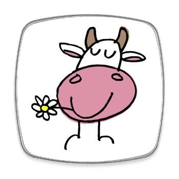 Merry Cow and Delicate Flower - Square fridge magnet - white - Front