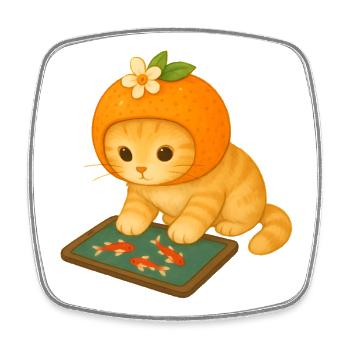 Bright Fruit Cat für Kinder - Viereckiger Kühlschrankmagnet - Weiß - Vorne