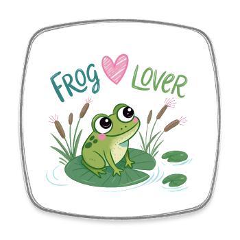 Verliebter Frosch auf Seerose - Viereckiger Kühlschrankmagnet - Weiß - Vorne