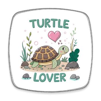 Tortue Amour Illustration Originale - Magnet carré - blanc - Devant