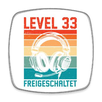 33. Geburtstag Männer Gamer Level 33 Unlocked - Viereckiger Kühlschrankmagnet - Weiß - Vorne