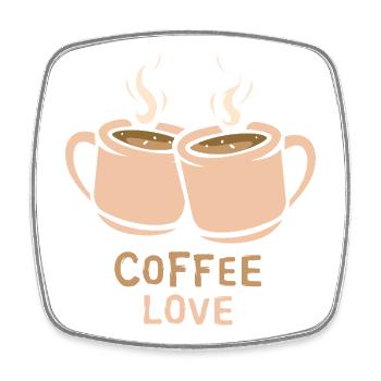 Coffee Love Kaffeetassen - Viereckiger Kühlschrankmagnet - Weiß - Vorne