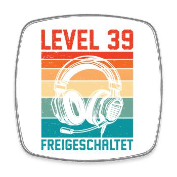 39. Geburtstag Männer Gamer Level 39 Unlocked - Viereckiger Kühlschrankmagnet - Weiß - Vorne
