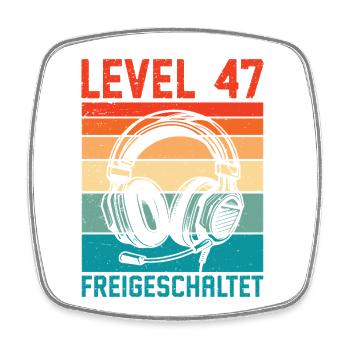 47. Geburtstag Männer Gamer Level 47 Unlocked - Viereckiger Kühlschrankmagnet - Weiß - Vorne